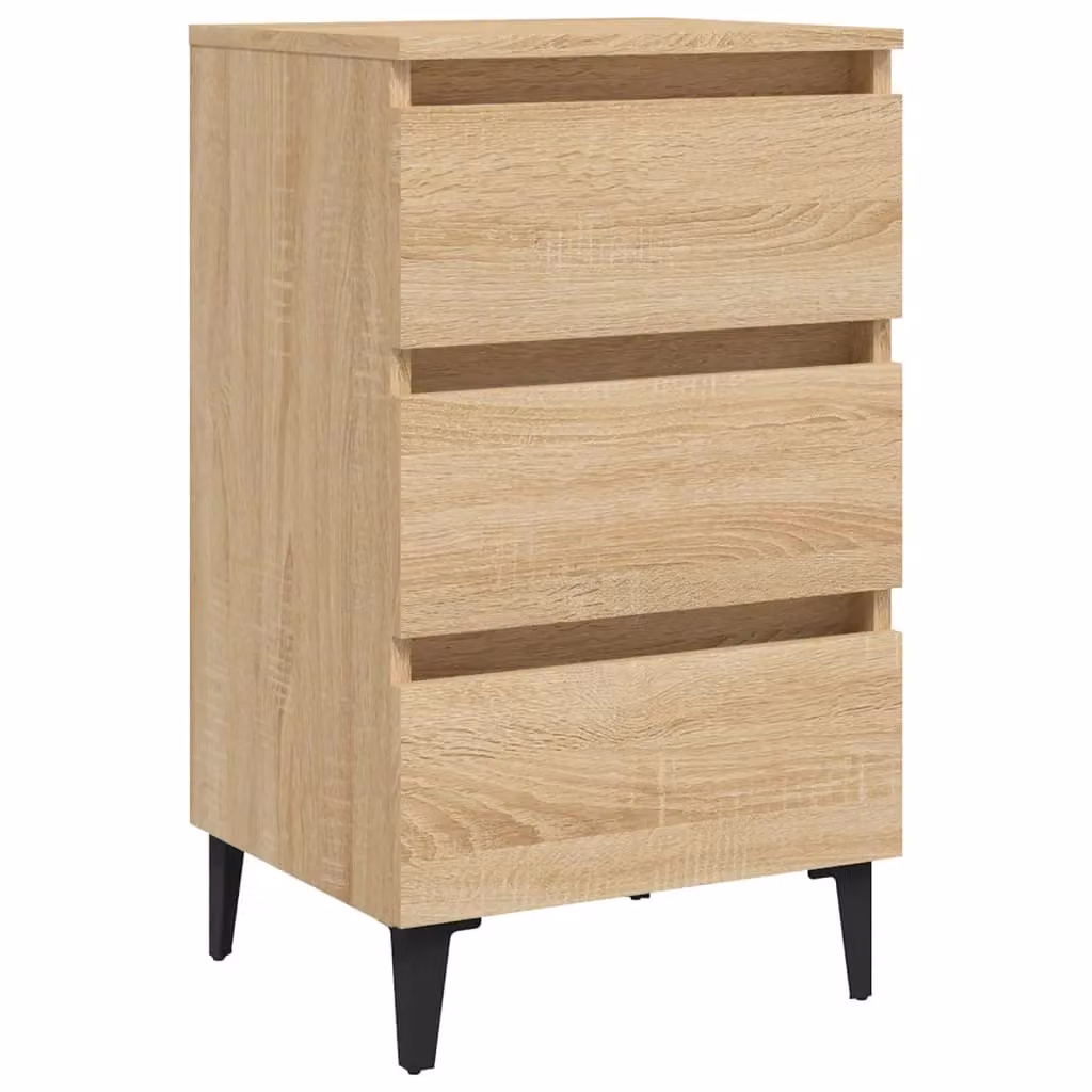 Berkfield Home Bed Cabinet in Sonoma Oak and Brown with Metal Legs, W/D/H: 40 x 35 x 69 cm – 2