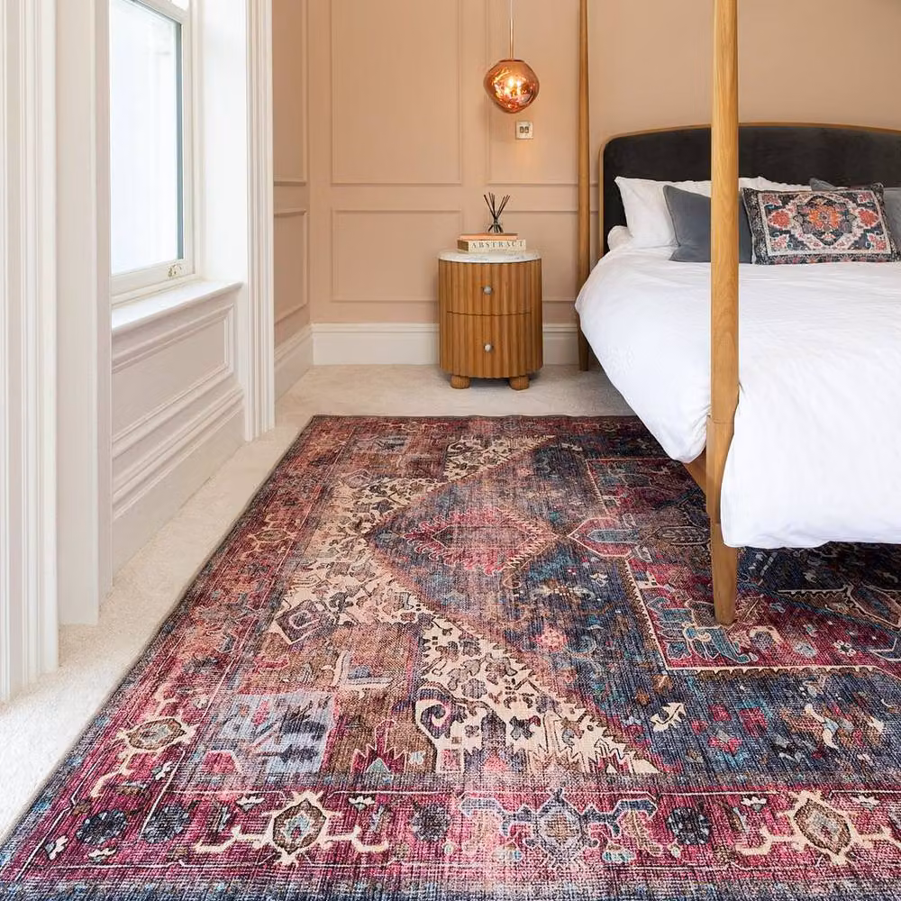 Kukoon Pink and Dark Indigo Distressed Soft Pile Area Rug, W/D/H: 60 x 240 cm – 2