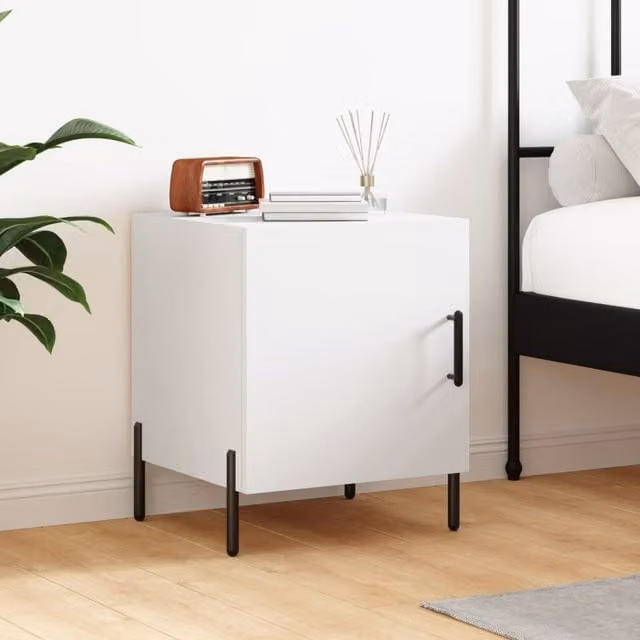 Berkfield Home White Modern Bedside Cabinet W/D/H: 40 x 40 x 50 cm – 1