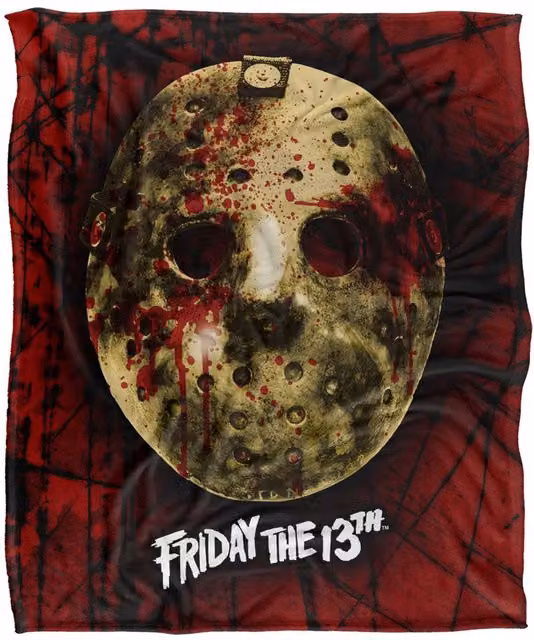 Warner Brothers Friday The 13th Mask Silky Touch Super Soft Throw Blanket, White, W: 152 cm, D: 127 cm – 1