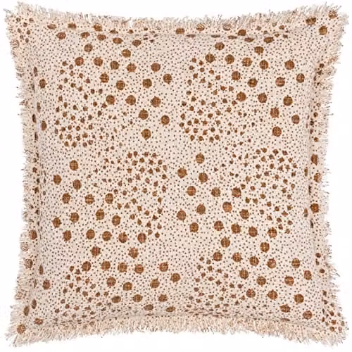 Riva Home Yard Hara Dotted Square Cushion in Yellow with Organic Cotton and Polyester Filling, W/D/H: 50 x 50 x 50 cm