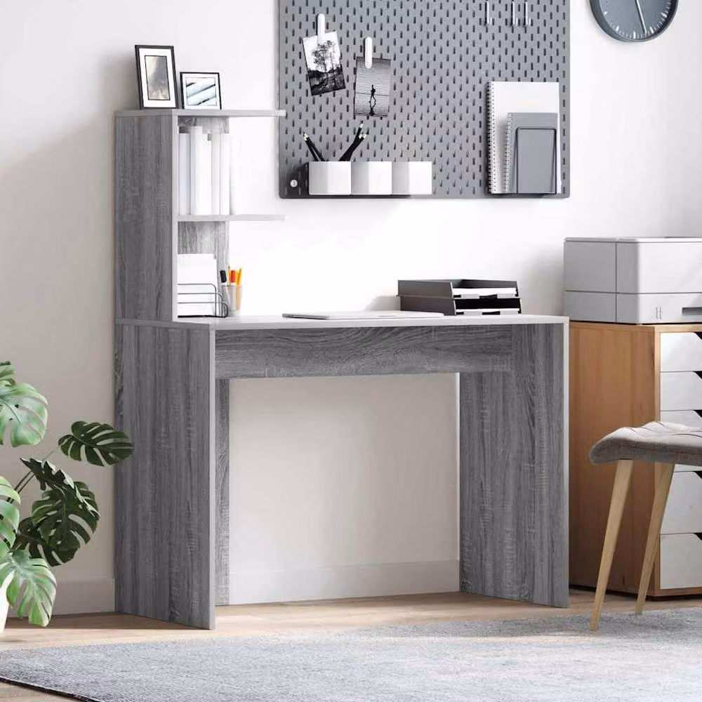 Berkfield Home Grey Writing Desk in Modern Sonoma Particle Board and MDF – 2