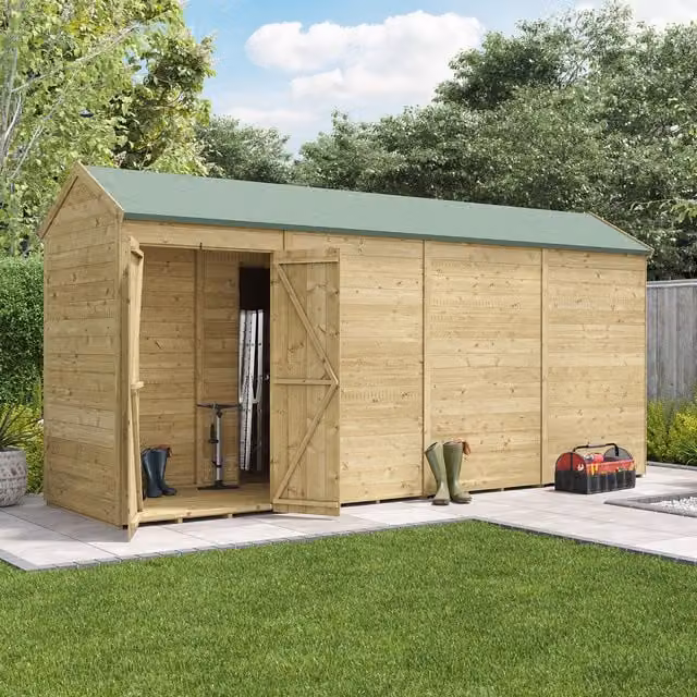 BillyOh Switch Tongue and Groove Apex Wooden Shed in Brown with Floor and Gable Roof
