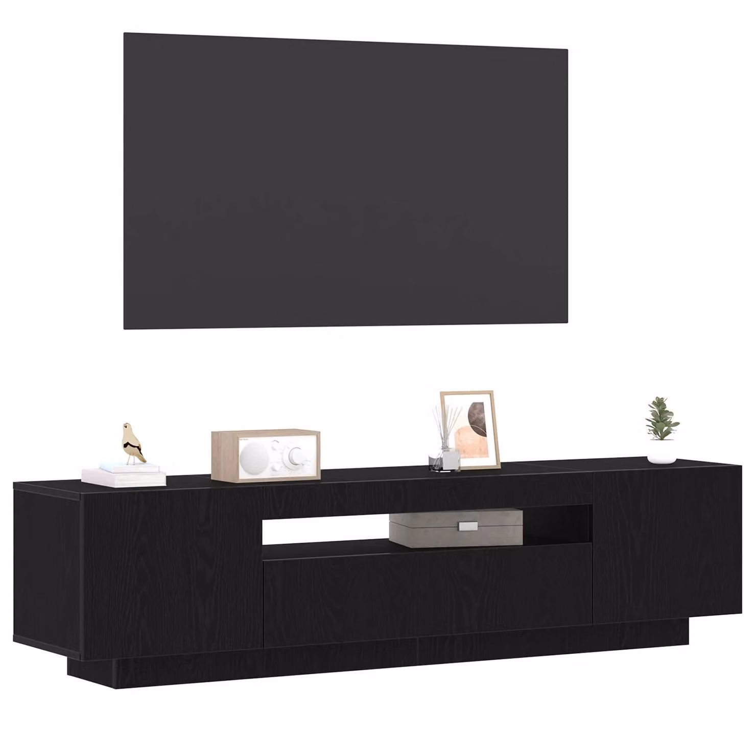 Berkfield Home Modern TV Stand with LED Lights in Black, W/D/H: 160 x 40 x 40 cm – 3