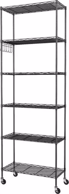 VOGREX 6 Tier Metal Wire Shelving Unit Storage Rack in Black