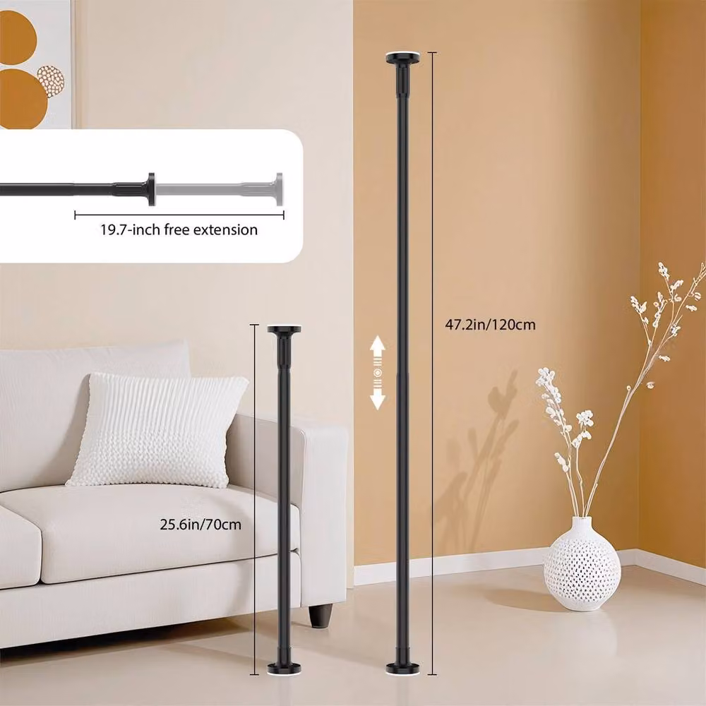 EONLION Black Metal Tension Wardrobe Rod, Height: 100 cm – 2
