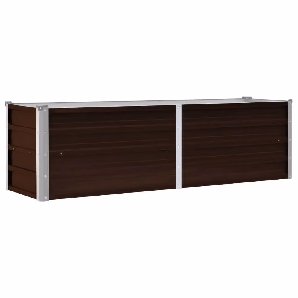 Berkfield Home Garden Brown Galvanised Steel Raised Bed W: 160 cm, D: 40 cm, H: 45 cm – 2