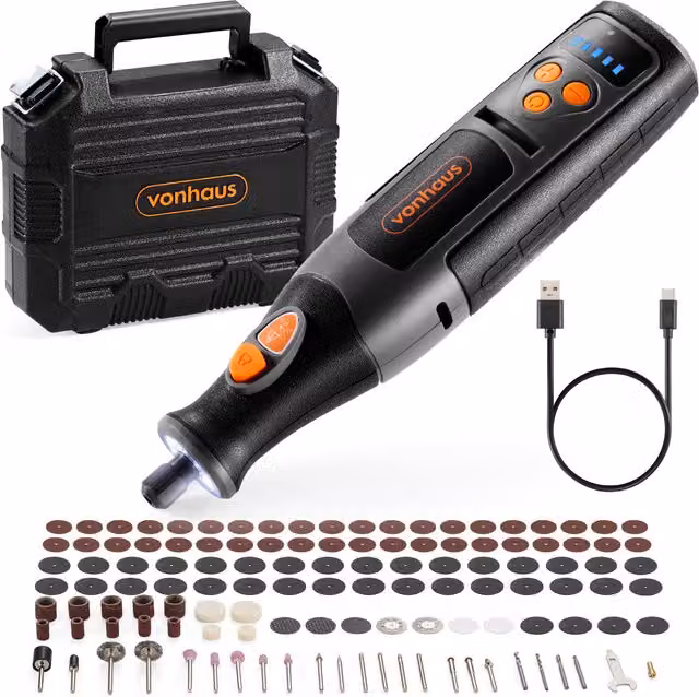 VonHaus 164-Piece Rechargeable Rotary Multitool Set, Grey