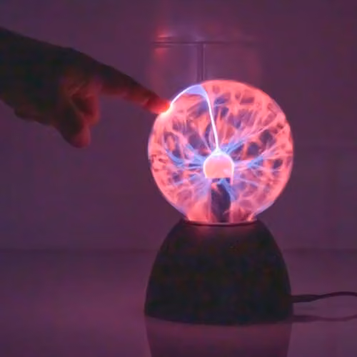Global Gizmos 48929 5 Inch Mega Plasma Ball Night Light with Touch and Sound Activation, Multicoloured Lightning Display, USB Powered, Black – 7