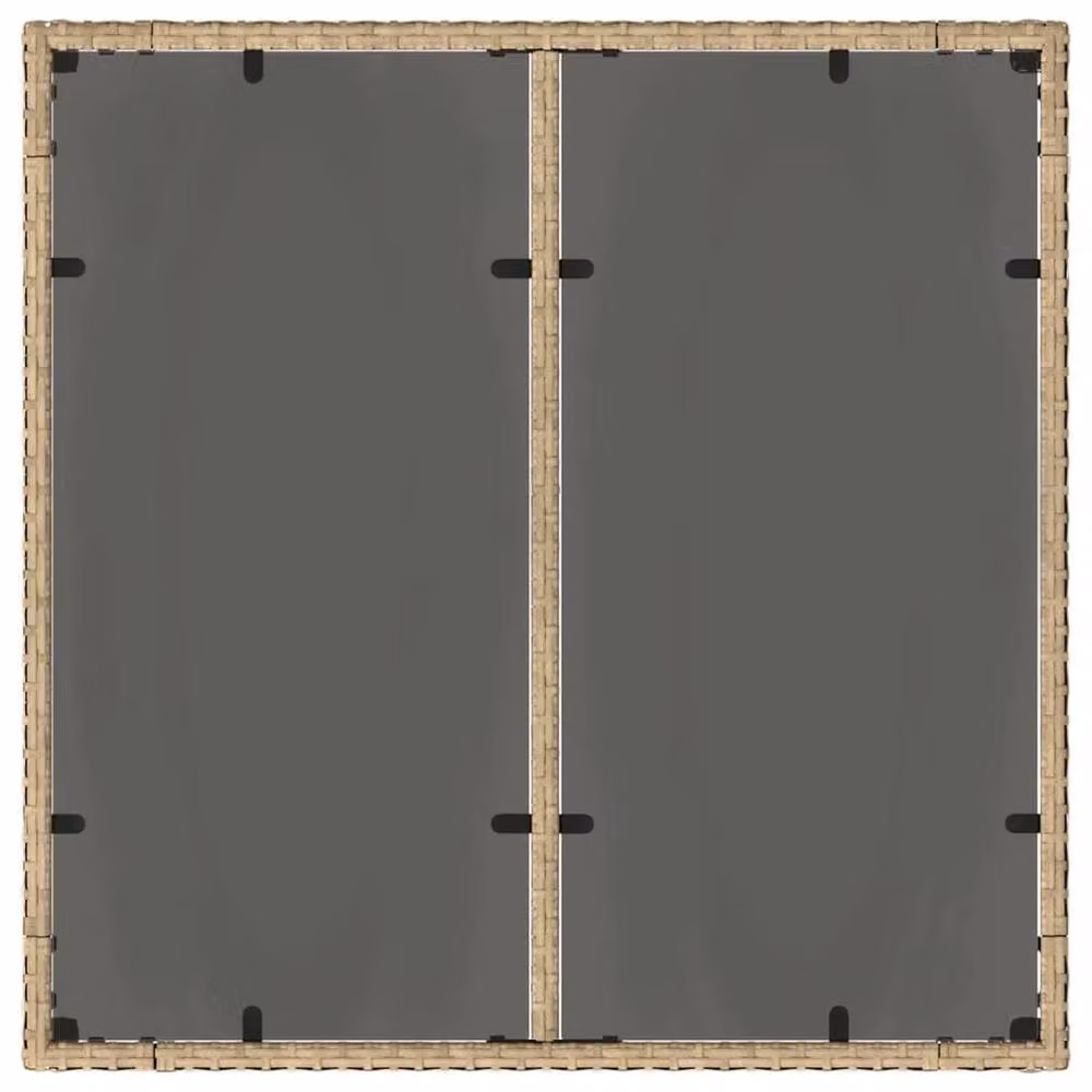 Berkfield Home Beige Poly Rattan Garden Table with Glass Top W/D/H: 90 x 90 x 75 cm – 3