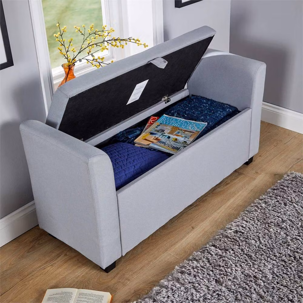 Nordara Grey Velvet Ottoman Storage Box Window Seat – 2