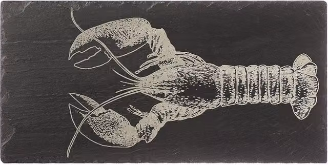 Selbrae House Slate Table Runner with Lobster Design in Dark Grey