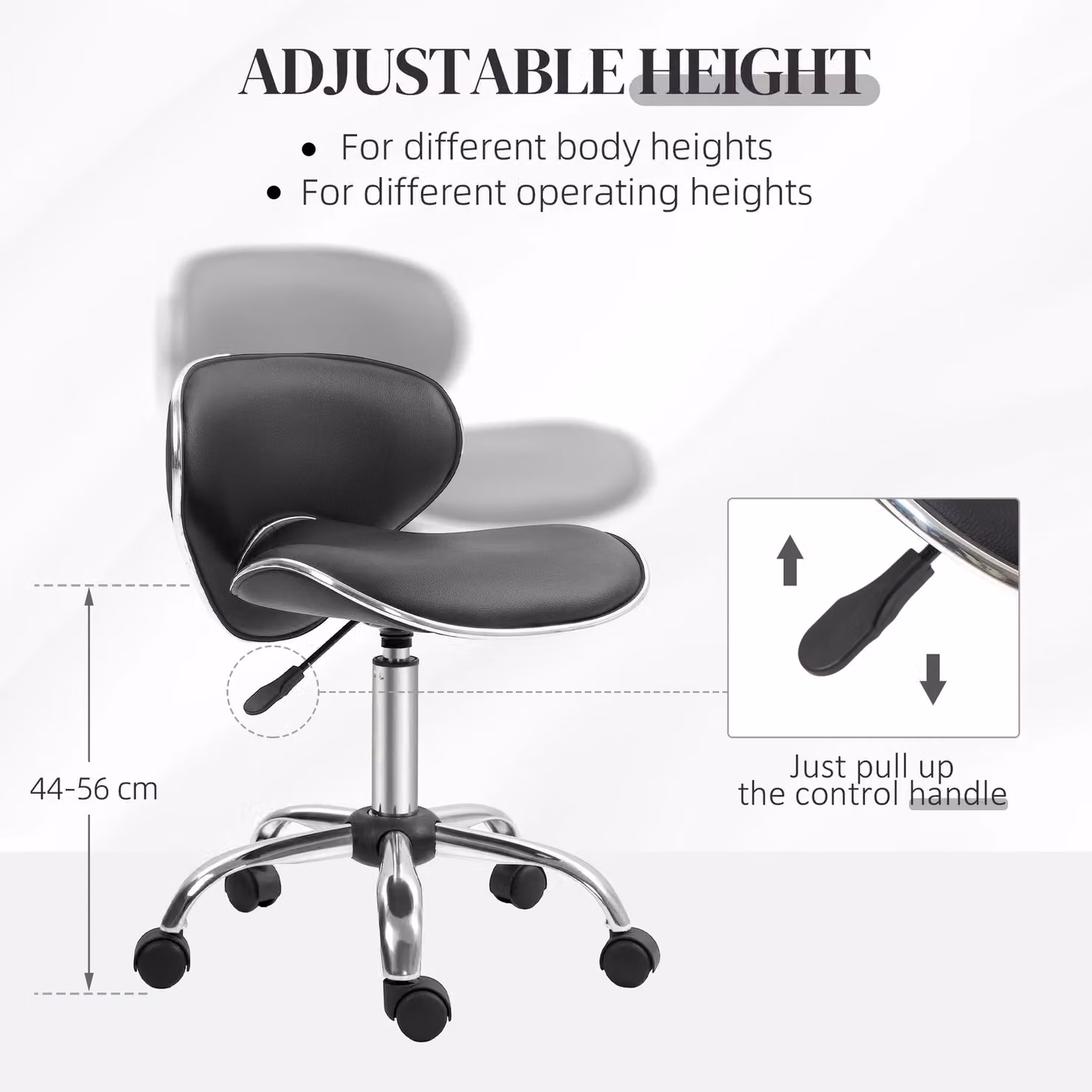 HOMCOM Ergonomic Executive Office Chair in Black Synthetic Leather with 360 Degree Swivel and Castors – 3