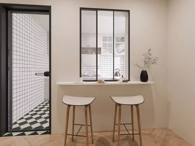 Vente-unique Black Thermolacquered Aluminium and Glass Sliding Partition, W: 90 cm, H: 130 cm