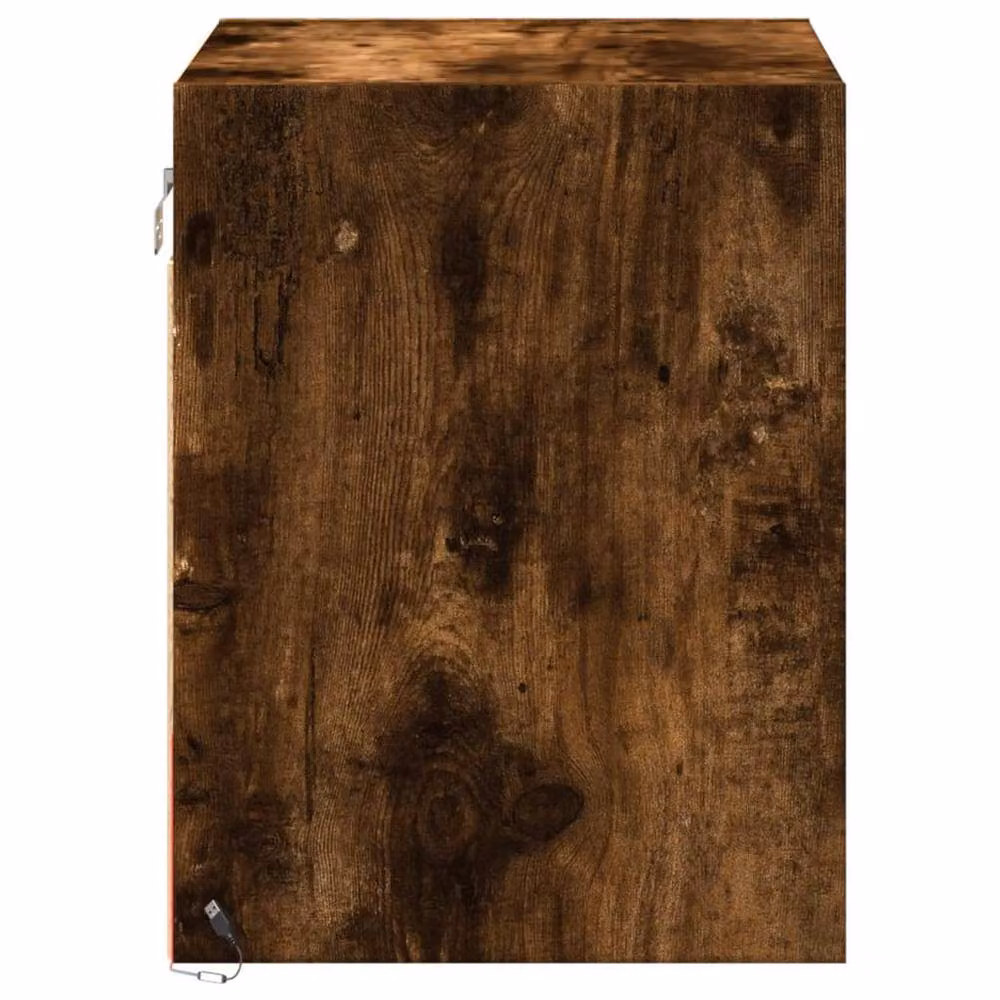 Berkfield Home Set of 2 Wall-mounted Bedside Cabinets with Integrated LED Lights in Smoked Oak Brown – 5