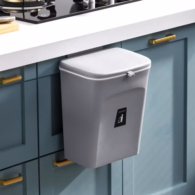 Lifeideas White Wall Mounted Kitchen Hanging Trash Can with Flip Lid and Removable Inner Bucket