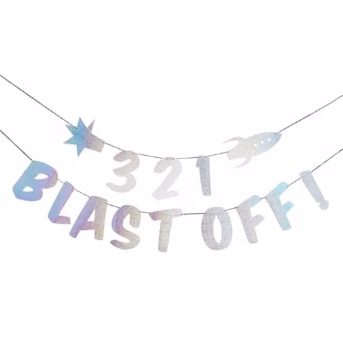 Club Green 321 Blast Off Space Party Bunting Banner, Multicolour, Length: 2 m