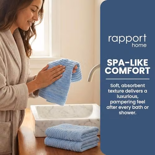 Rapport Home Linear Striped 2-Pack Cotton Hand Towels in Blue, 50 x 85 cm – 5