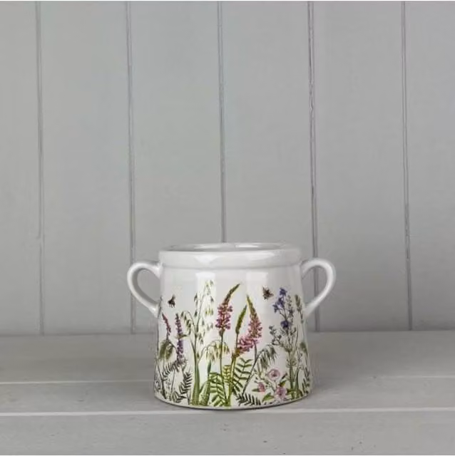 KDMD Rustic Meadow Design Pot in White, 10mm