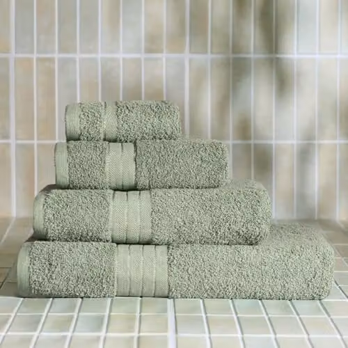 OHS 2 Pack of Green 100% Cotton Terry Bath Towels – 2