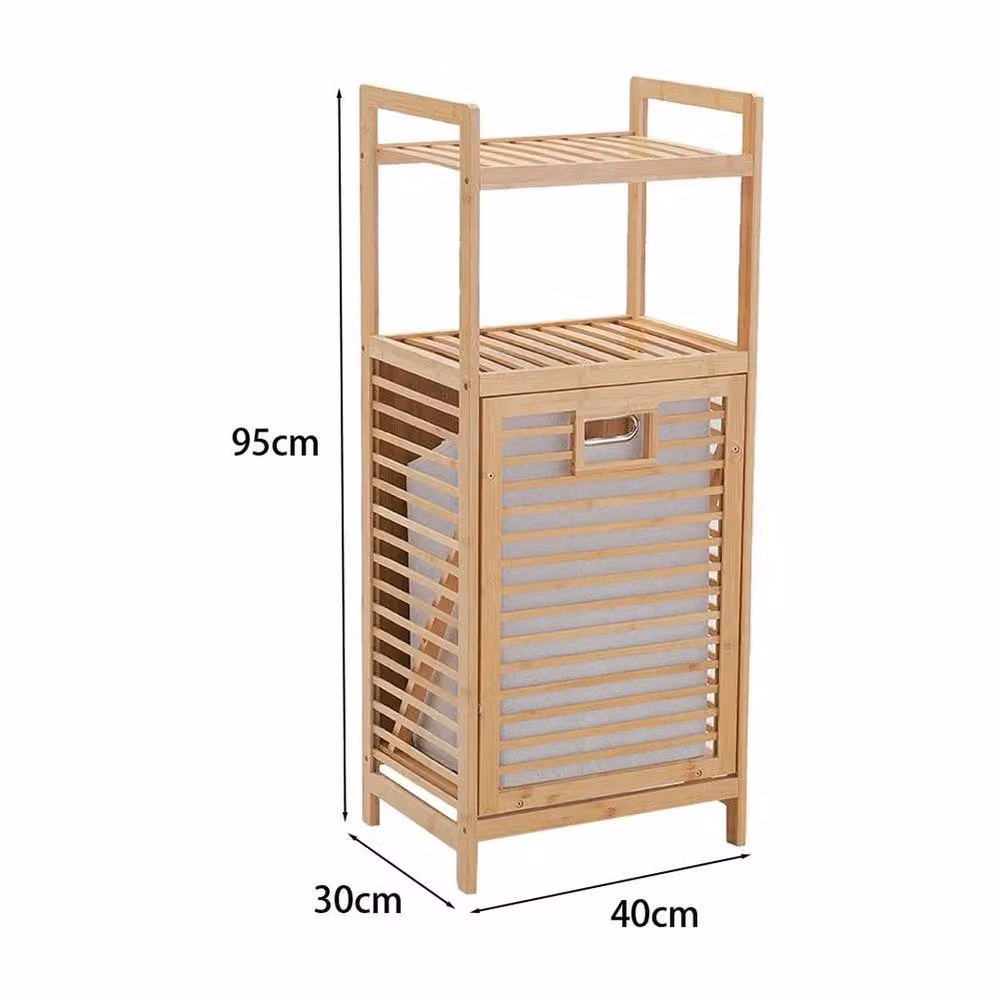 Kelvenix 3 Tier Wood Laundry Storage Shelf Rack in Brown – 2