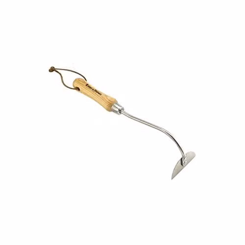 Kent & Stowe Angled Stainless Steel and Wood Hand Onion Hoe in Silver or Beige