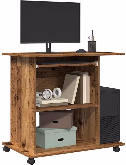 Berkfield Home Computer Desk in Brown Old Wood, W/D/H: 80 x 50 x 75 cm – 1