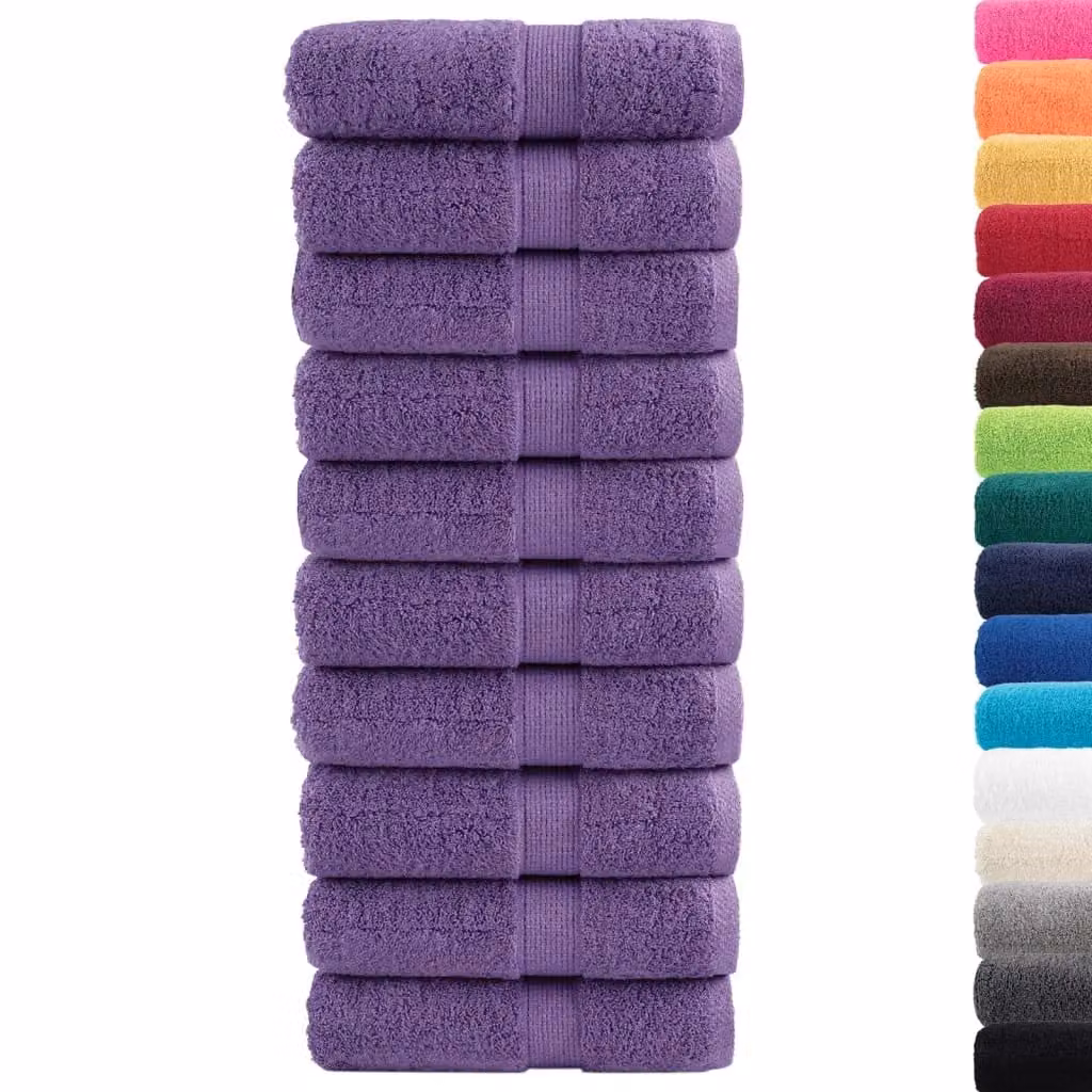 Berkfield Home SOLUND Premium Cotton Terry Guest Towels, Purple, 10 Pack, W: 30 cm, H: 50 cm, 600 gsm – 2
