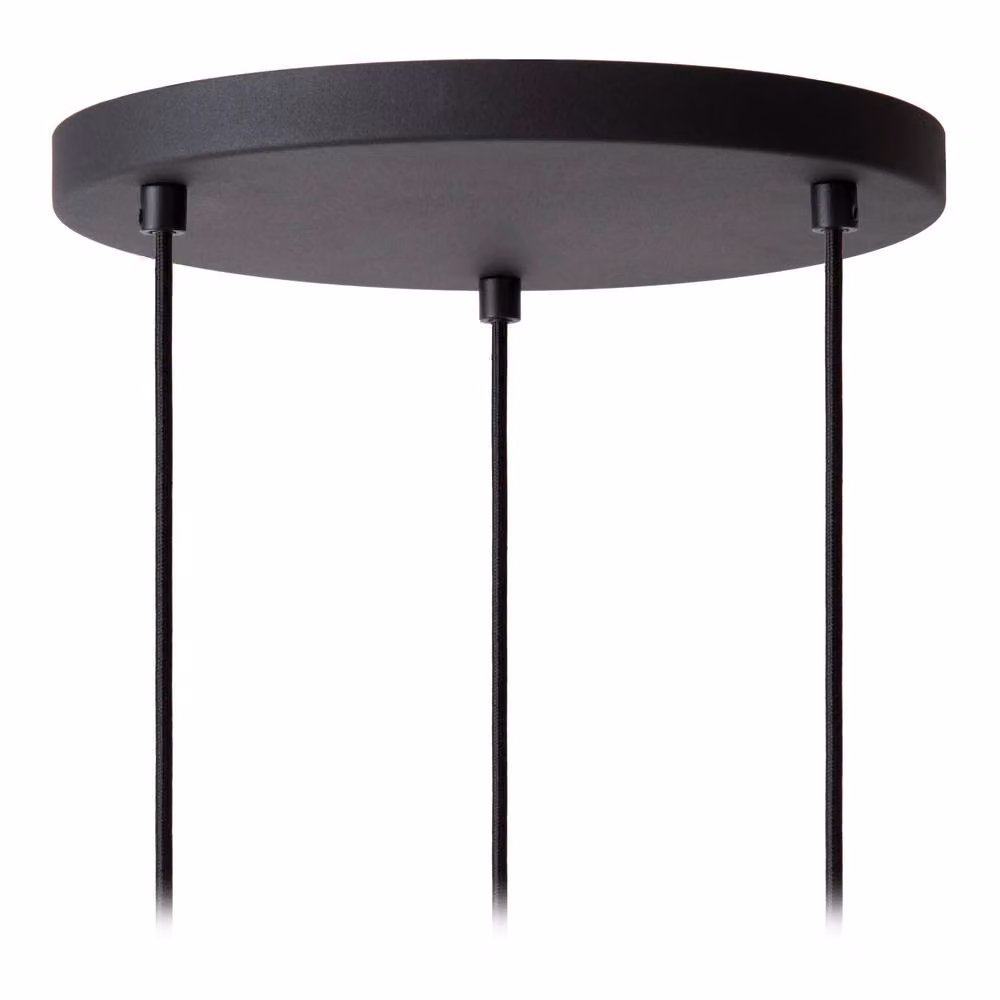 Lucide Lambres Black Pendant Light with 3xE27 Glass Shades, Height Adjustable – 5