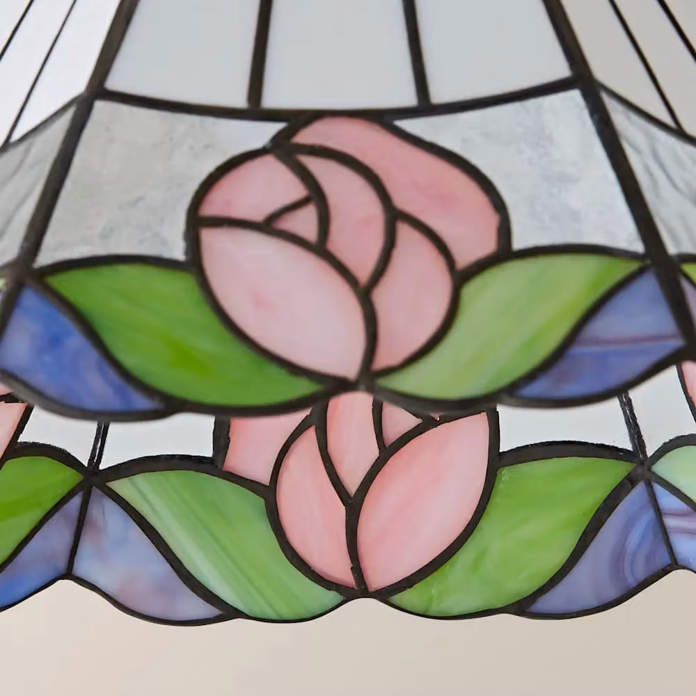 ValueLights Evelyn Tiffany Rose Multicolour Glass Art Nouveau Ceiling Pendant Light Shade, Diameter: 21.5 cm – 3