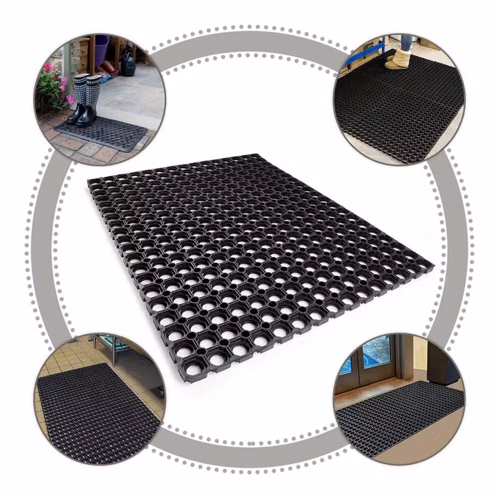 Nordara Black Industrial Non-Slip Rubber Ring Outdoor Door Mat, W: 290 cm, D: 100 cm – 3