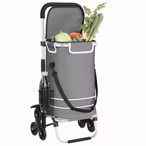 vidaXL Folding Shopping Trolley in Grey, W/D/H: 47 x 39 x 100.5 cm – 1