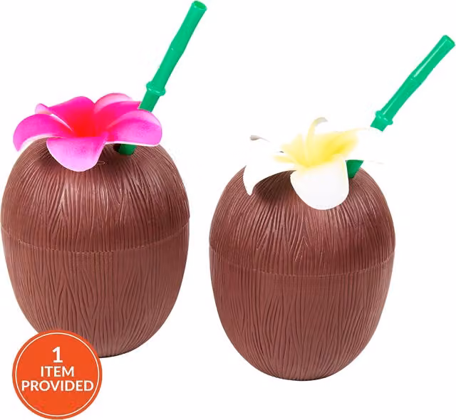 Summer Living Coconut Tumbler with Straw in Brown Melamine and Plastic
