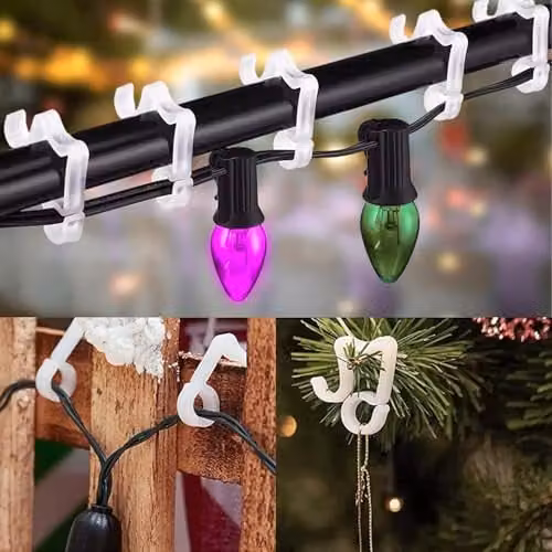 Shatchi 24-Piece Set of Transparent Plastic Gutter Hooks for Outdoor Decorations – 4