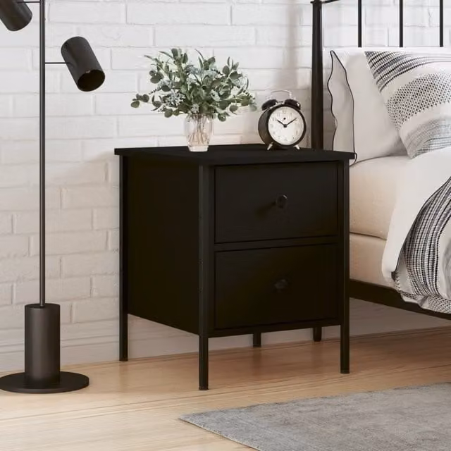 Berkfield Home Black Bedside Cabinet W/D/H: 40 x 42 x 50 cm – 1