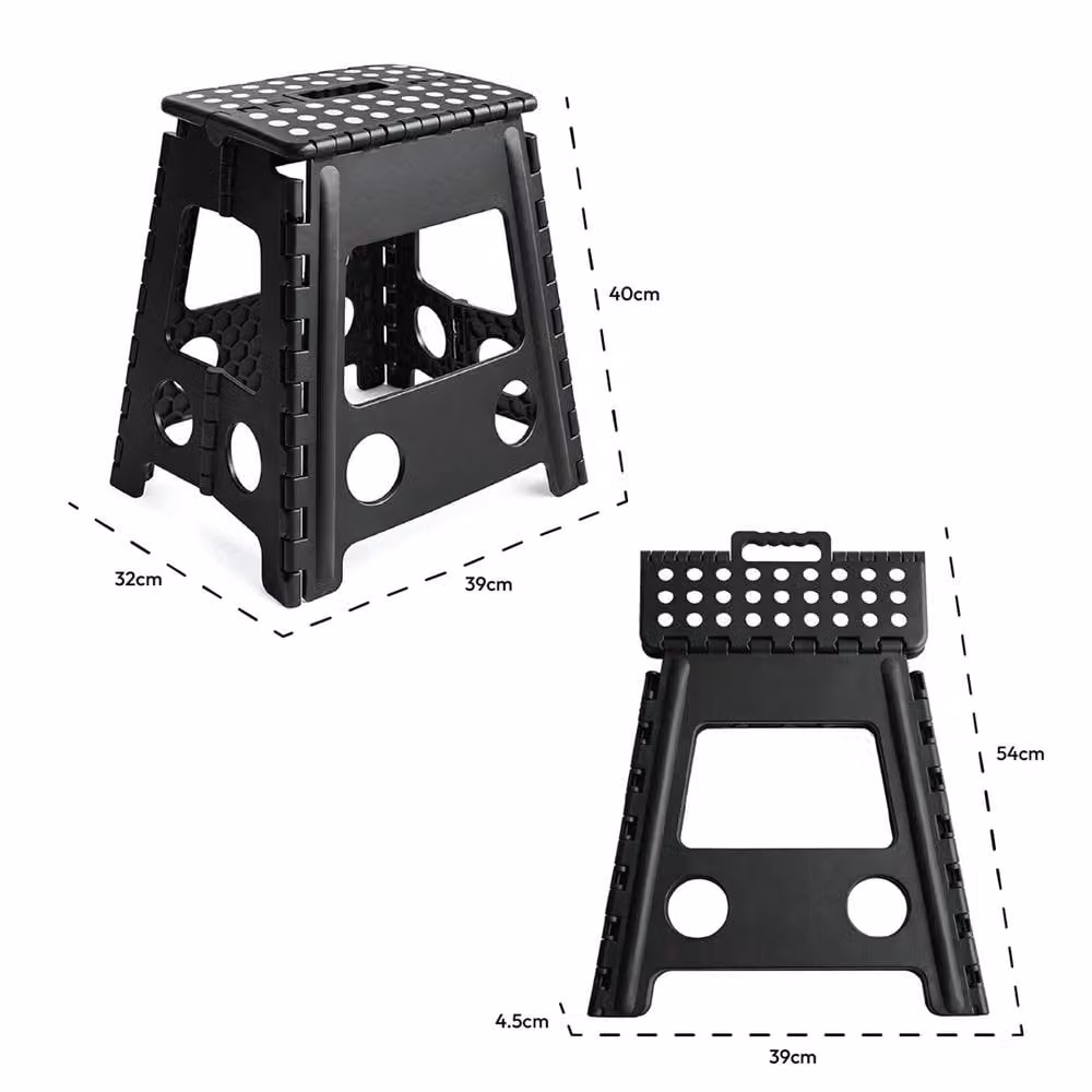 FLAVORA Black Large Foldable Step Stool and Portable Kitchen Seat – 5