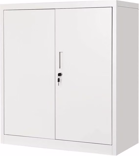 VOGREX White Metal 2 Door Office Filing Cabinet with Lockable Adjustable Shelves, W/D/H: 80 x 40 x 91.5 cm