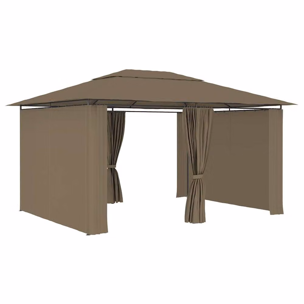Berkfield Home Garden Marquee with Curtains in Beige, W: 4 m, D: 3 m, H: 2.7 m – 2
