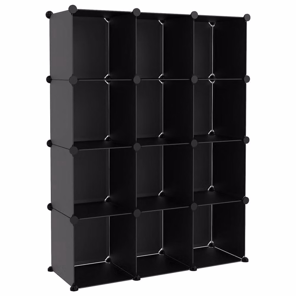 Berkfield Home 12-Cube Freestanding Storage Organiser in Black – 3