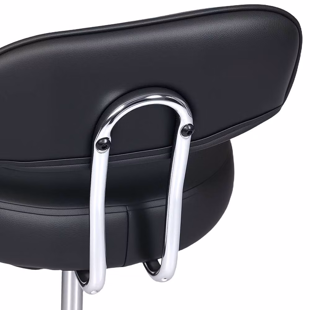 Levede Black PU Leather Rolling Stool with Low Back, Height Adjustable Swivel Task Chair with Footrest for Home, Office and Studio Use – 5