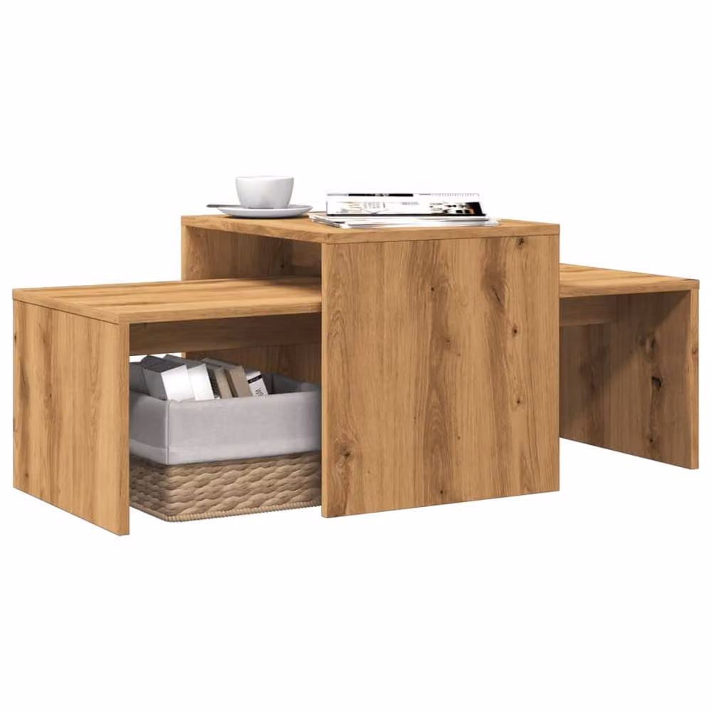 Berkfield Home Artisan Oak Coffee Table in Brown, W/D/H: 100 x 48 x 40 cm – 2