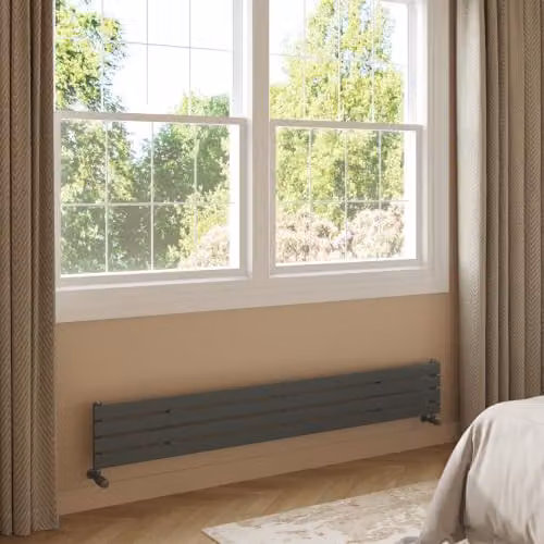UK Radiators Typhoon Axis Anthracite Horizontal Designer Radiator, H: 27.2 cm, W: 180 cm – 3
