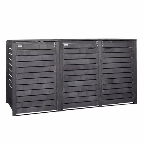 Samuel Alexander Wooden Triple Wheelie Bin Store in Grey – 3
