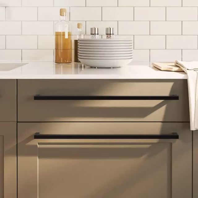 Berkfield Home 20 Pack Matt Black Stainless Steel Bar Cabinet Handles, Length: 48 cm