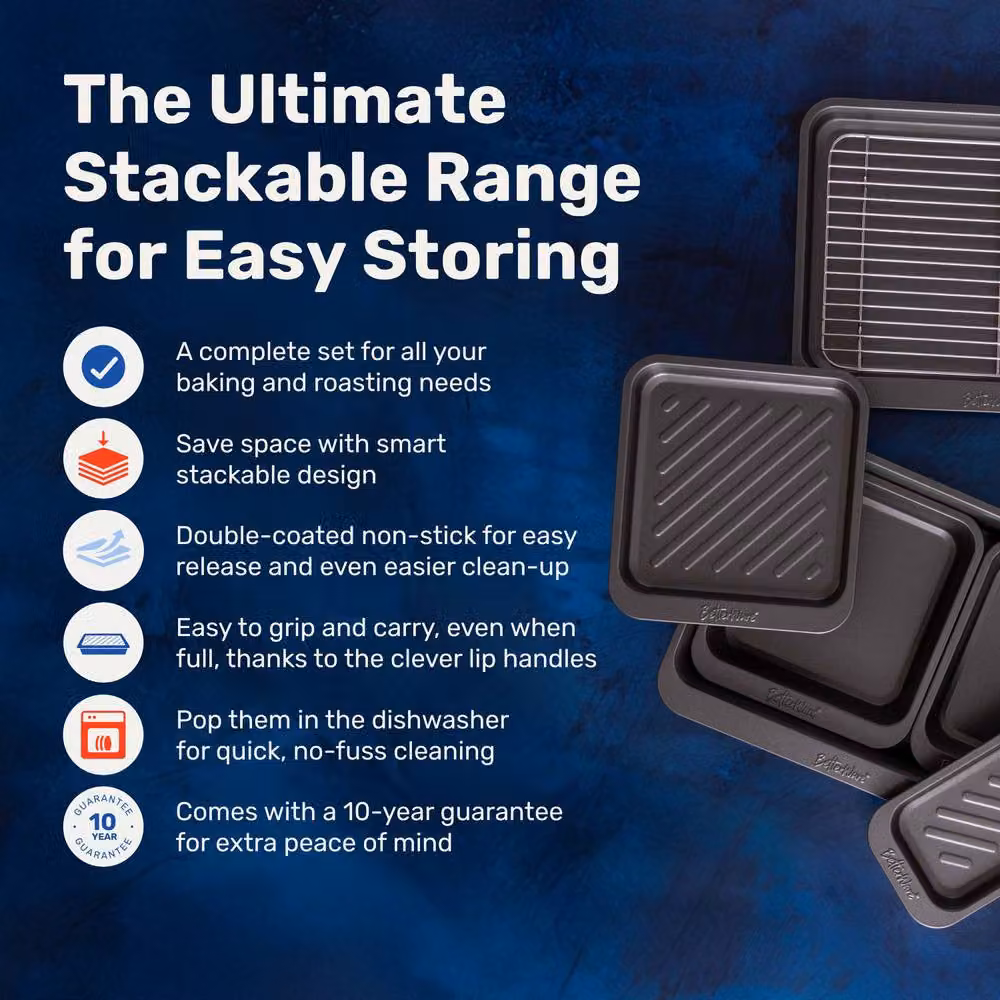 Betterware Stack Ease 7 Piece Non-Stick Carbon Steel Bakeware Set in Grey – 2