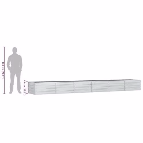 vidaXL Round Galvanised Steel Raised Garden Bed, Silver, W: 480 cm, D: 80 cm, H: 45 cm