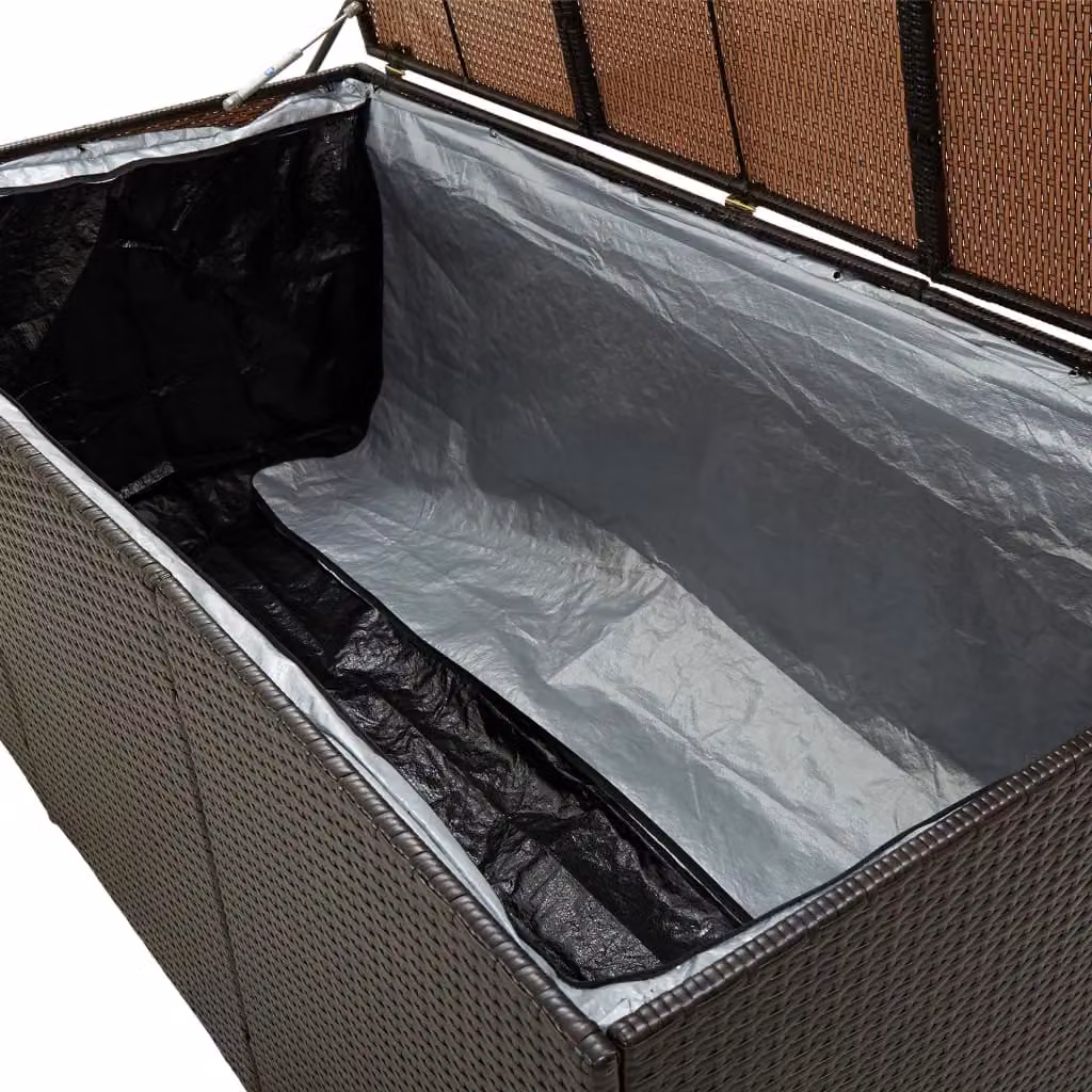 Berkfield Home Garden Poly Rattan and Steel Storage Box, Brown, W/D/H: 180 x 90 x 70 cm – 4