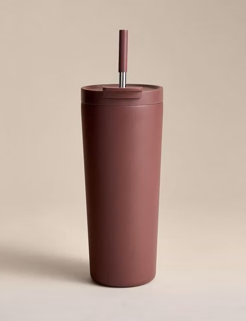 M&S Purple Stainless Steel Double Walled Mug with Lid, 700ml