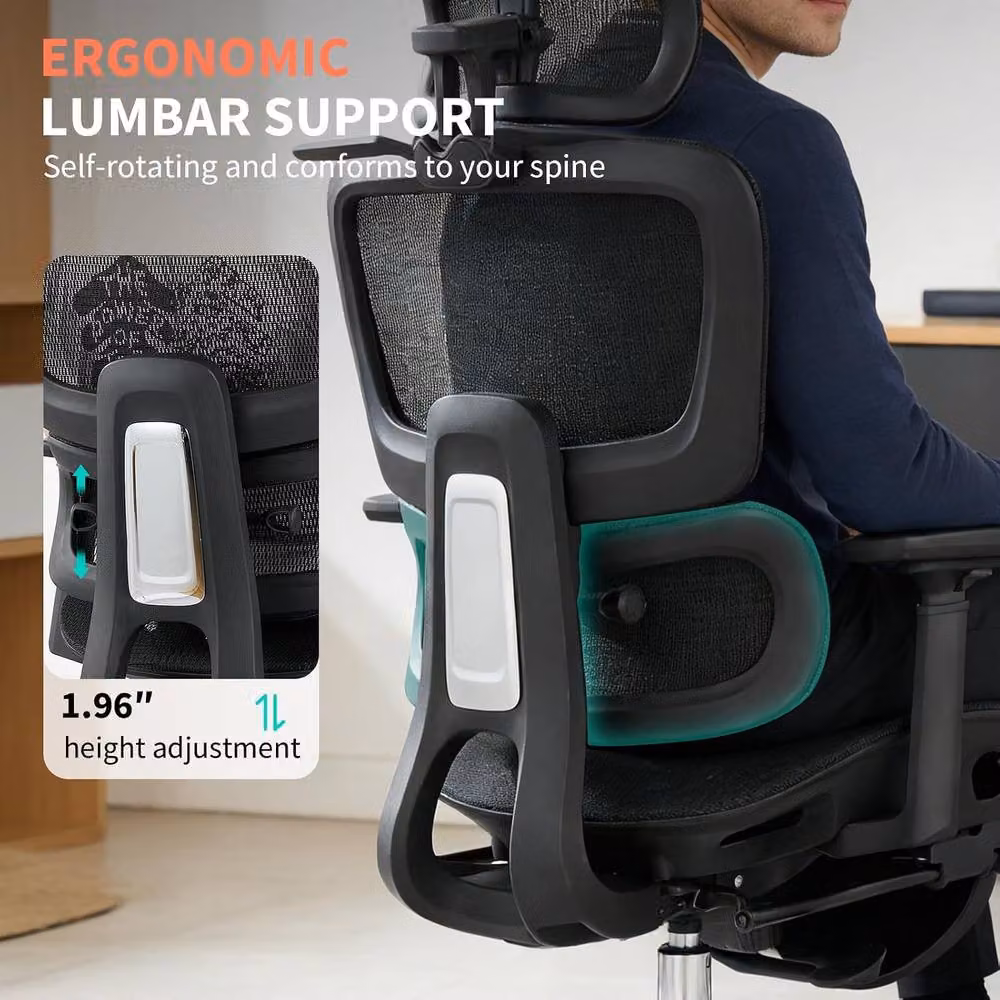 London Boutique Ergonomic Mesh Swivel Gaming Chair with 3D Headrest in Black – 3