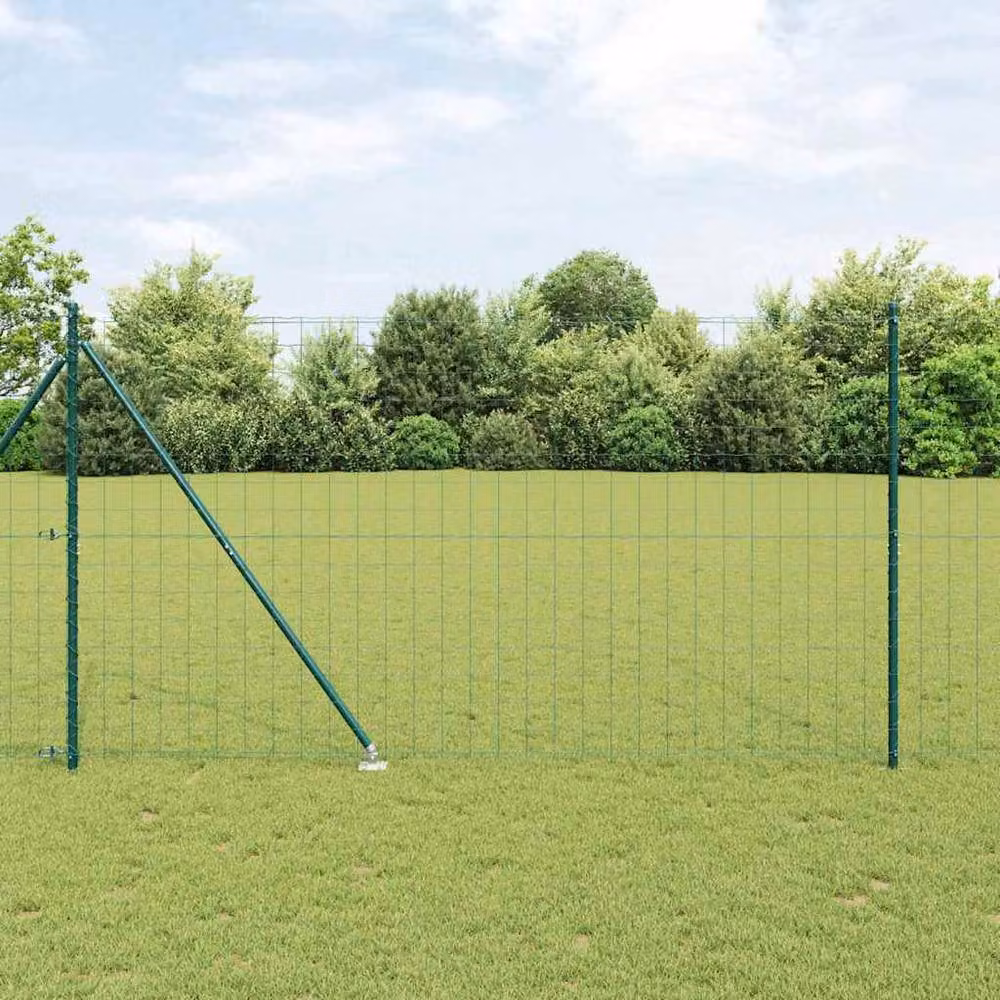 Berkfield Home Green Euro Fence with 7 Spike Posts, Galvanised Steel, W: 10 m, H: 1.6 m – 2